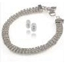 Carolee Three Row Crystal Bracelet & Pave Hoop Earring Set